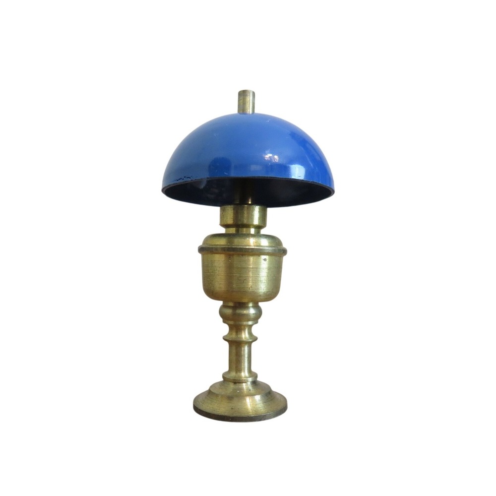 Vintage Miniature Brass and Blue Dome Table Lamp Dollhouse Miniature Decor
